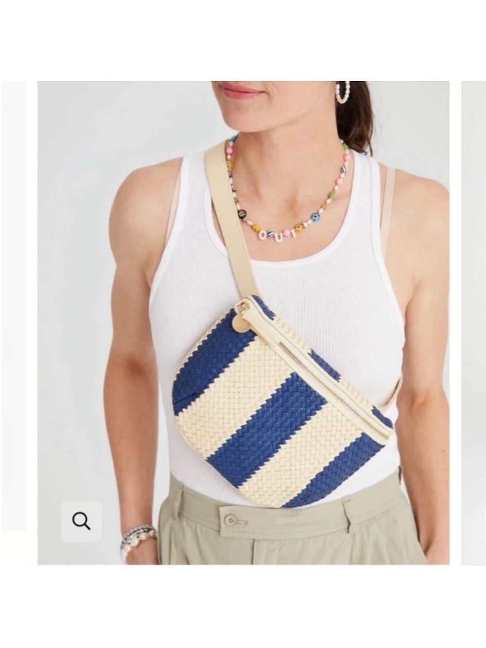 Clare V Woven Leather Striped Fanny Pack Crossbody Belt Bag - Picture 3 of 15